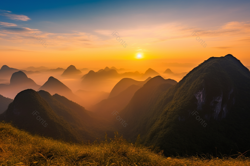 美不胜收贵州安顺关岭日出,高清,摄影图,摄影图片,图片大全,摄影图免费下载